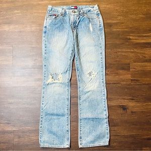 Womens Tommy Hilfiger Distressed, Bootcut Jeans